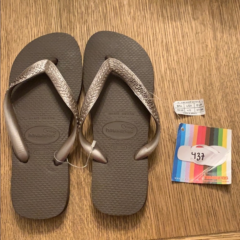 Havaianas, women’s 35-36, US 4/5 dark brown, wide strap, new